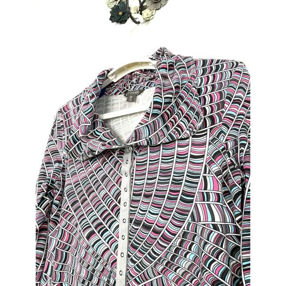 Spanner Women’s Size XS Activewear Jacket Yoga Walking Snap Front Pink Blue Gray - Picture 4 of 11